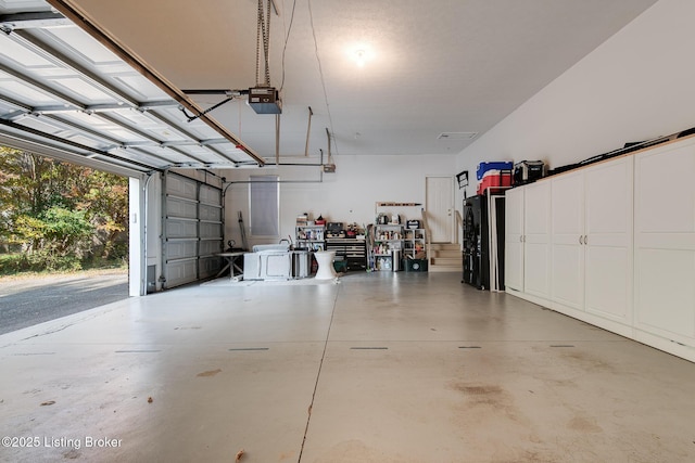 garage with a garage door opener