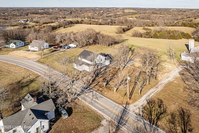 bird's eye view with a rural view