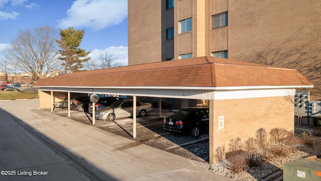 view of covered parking lot