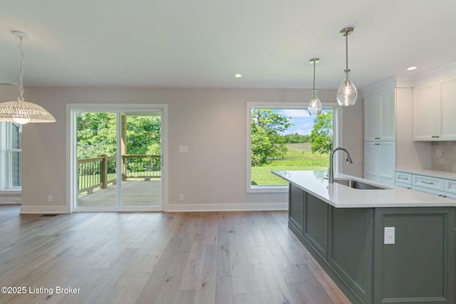 3314 Catalpa Farms Dr, Fisherville, KY 40023 - kitchen with a sink, light countertops, plenty of natural light, light wood-type flooring, and recessed lighting