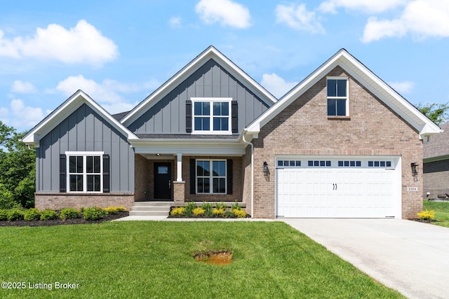 3314 Catalpa Farms Dr, Fisherville, KY 40023 - craftsman inspired home with board and batten siding, brick siding, driveway, and a front lawn