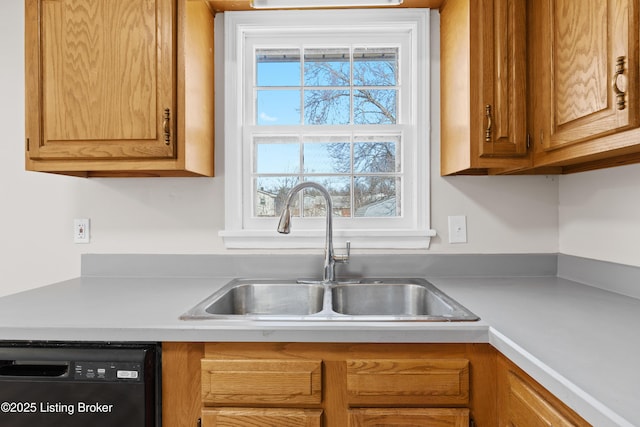 kitchen with dishwasher, light countertops, and a sink