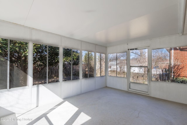 view of unfurnished sunroom