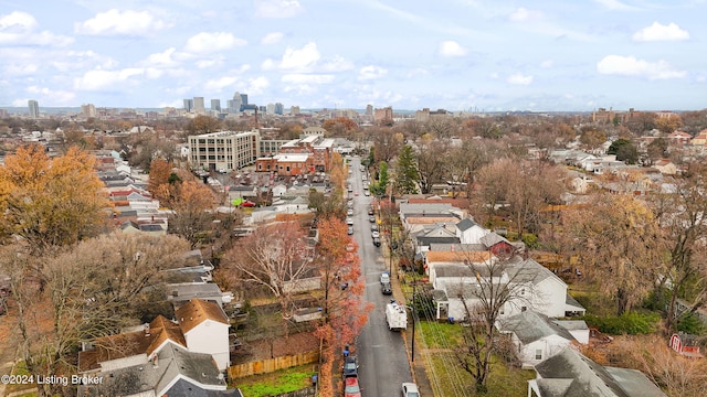 aerial view featuring a city view