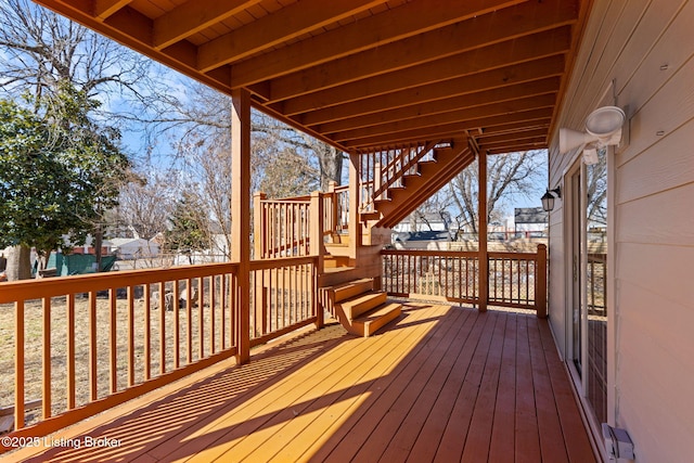 wooden deck with stairway