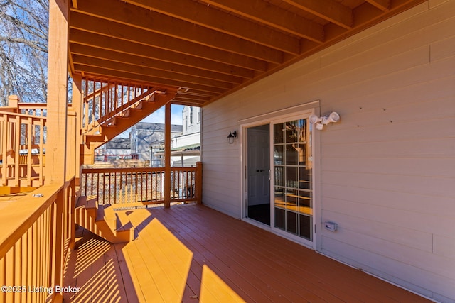 wooden terrace with stairway