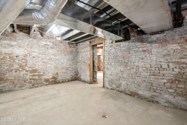 view of unfinished basement