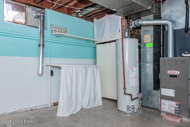 utilities with gas water heater and heating unit