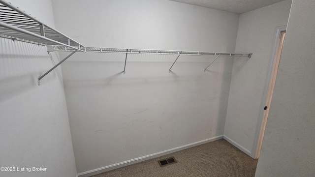 walk in closet with carpet flooring and visible vents