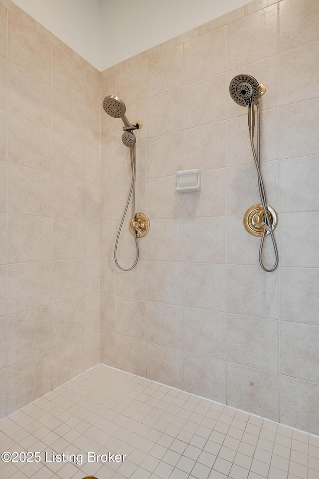 bathroom with a tile shower