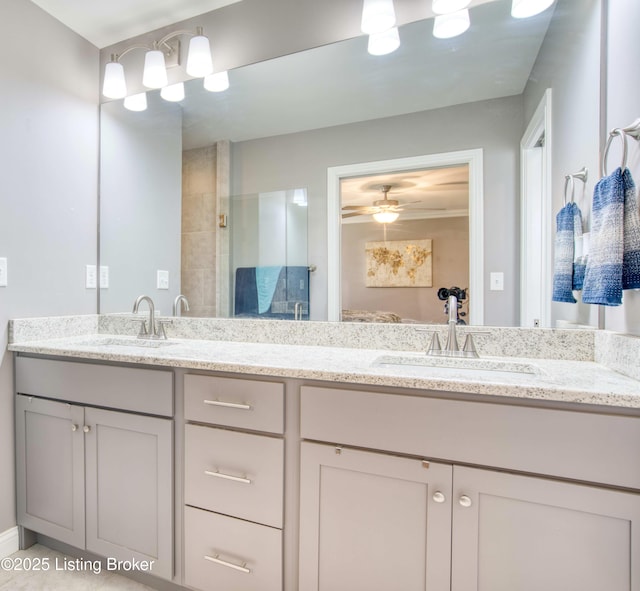 8105 Cedar Crest Ln, Louisville, KY 40291 - full bathroom featuring double vanity and a shower stall