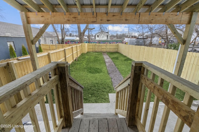 view of yard with a fenced backyard