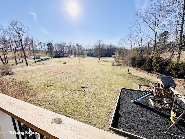 view of yard featuring playground community