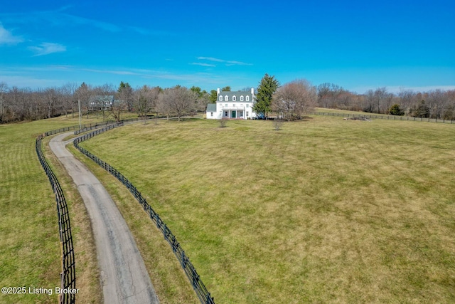 drone / aerial view featuring a rural view