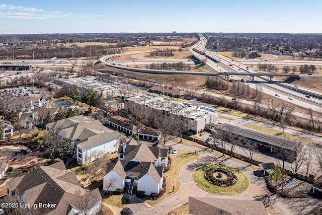 birds eye view of property with a residential view