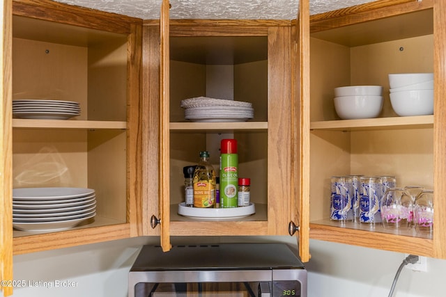 interior details featuring open shelves