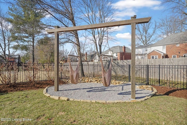 view of yard with fence