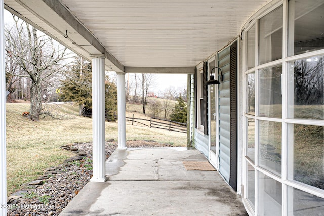 view of patio featuring a porch