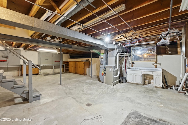 3004 Brownsboro Vista Dr, Louisville, KY 40242 - unfinished below grade area with stairs and heating unit