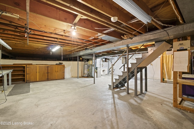 3004 Brownsboro Vista Dr, Louisville, KY 40242 - unfinished below grade area featuring gas water heater and stairway