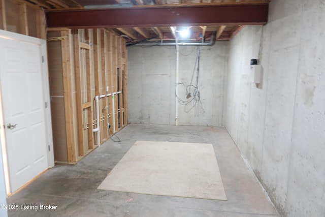 view of unfinished basement