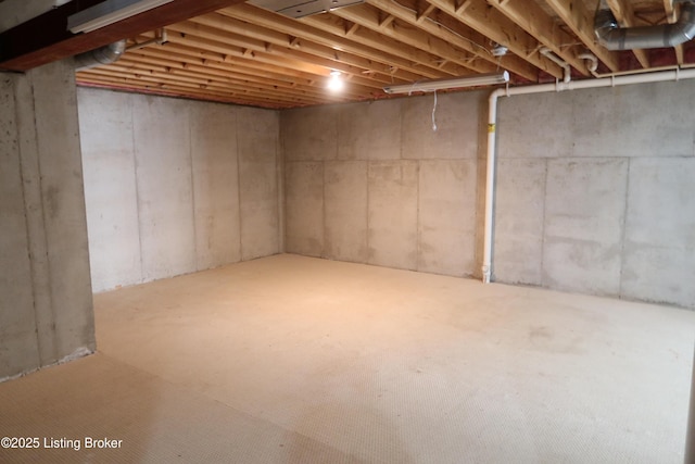 view of unfinished basement