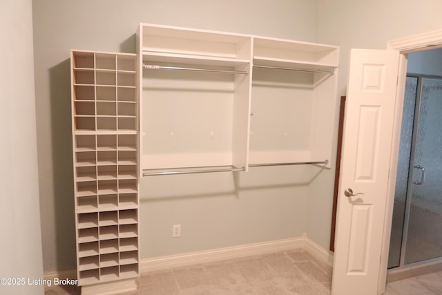 walk in closet featuring carpet