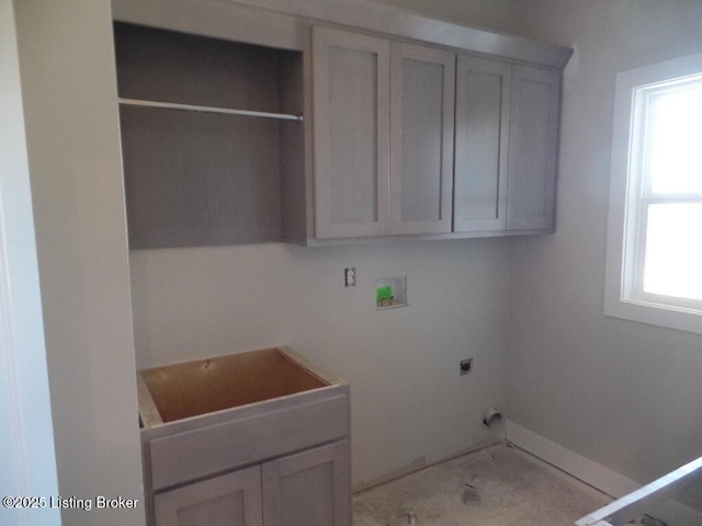 laundry area featuring washer hookup, a sink, and electric dryer hookup