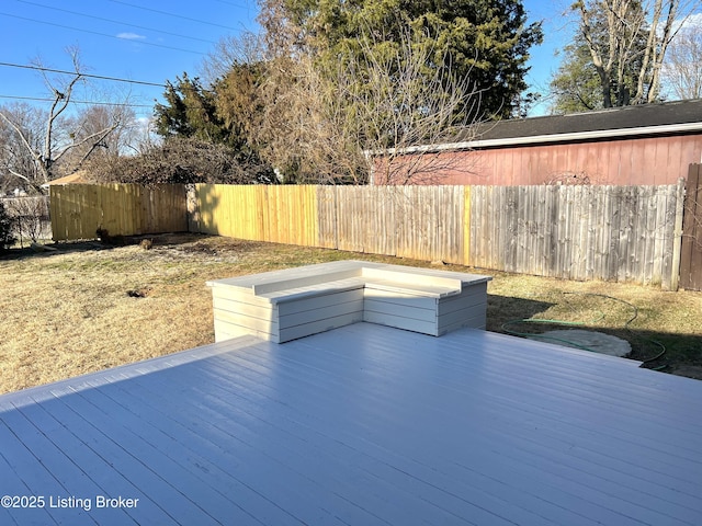 deck featuring a fenced backyard