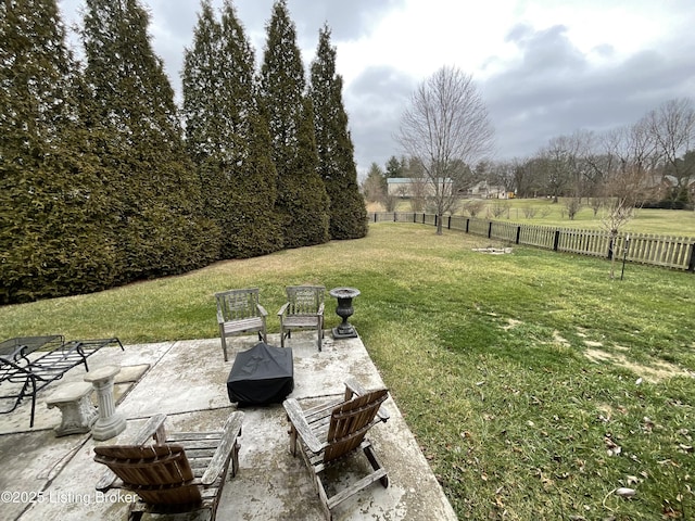 view of yard with a patio and a fenced backyard