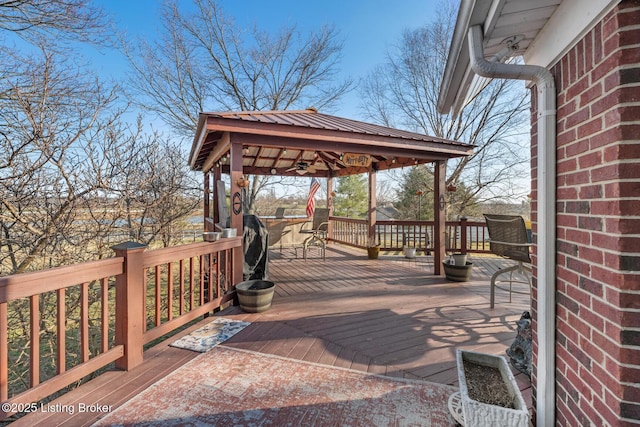 wooden terrace with a gazebo