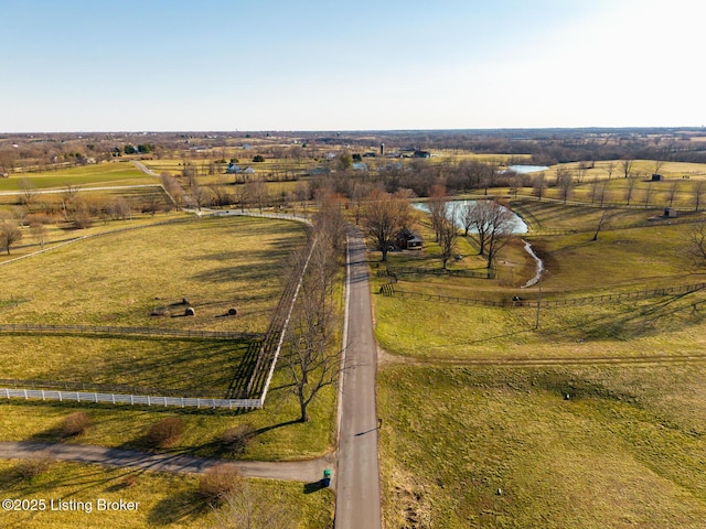 aerial view featuring a rural view