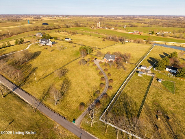 drone / aerial view with a rural view