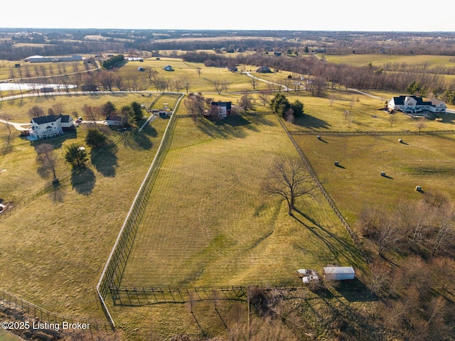 bird's eye view with a rural view