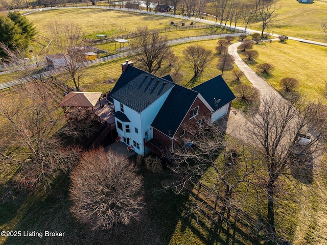 drone / aerial view featuring a rural view