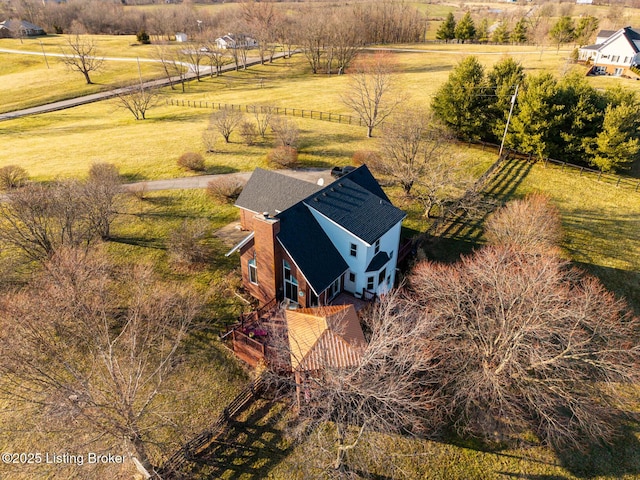 aerial view featuring a rural view