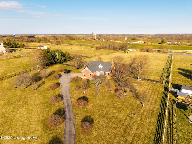 aerial view with a rural view