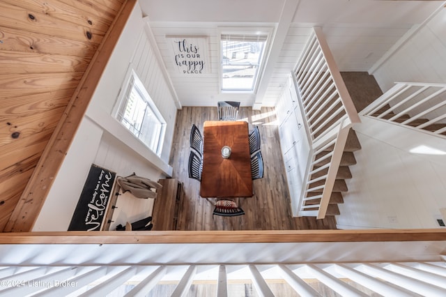 interior space with wooden walls