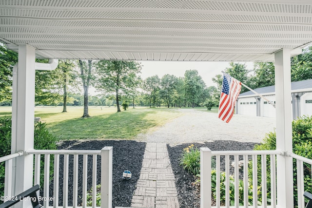 view of yard with a porch