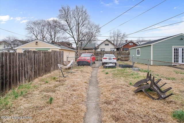 view of yard with fence