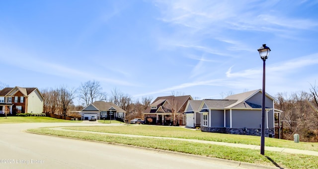 view of front facade with a front yard and a residential view