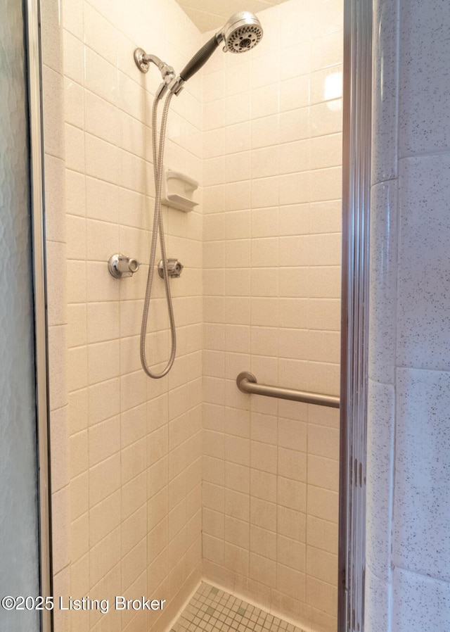 bathroom with a shower stall