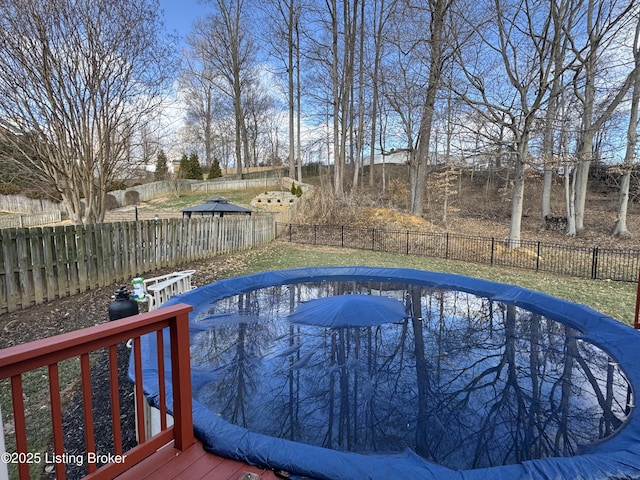 view of swimming pool featuring a fenced backyard