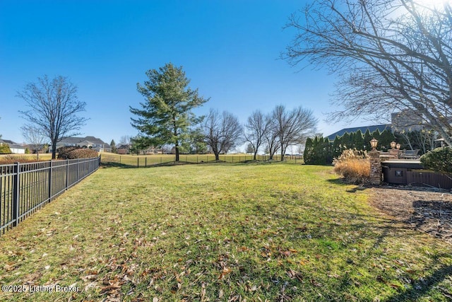 view of yard with a fenced backyard