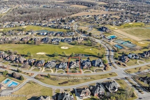 bird's eye view with a residential view