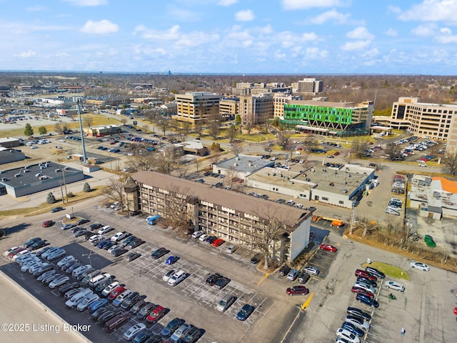 drone / aerial view with a city view