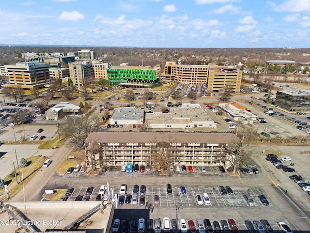 drone / aerial view with a view of city