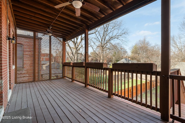 deck featuring ceiling fan