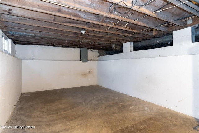 basement with electric panel