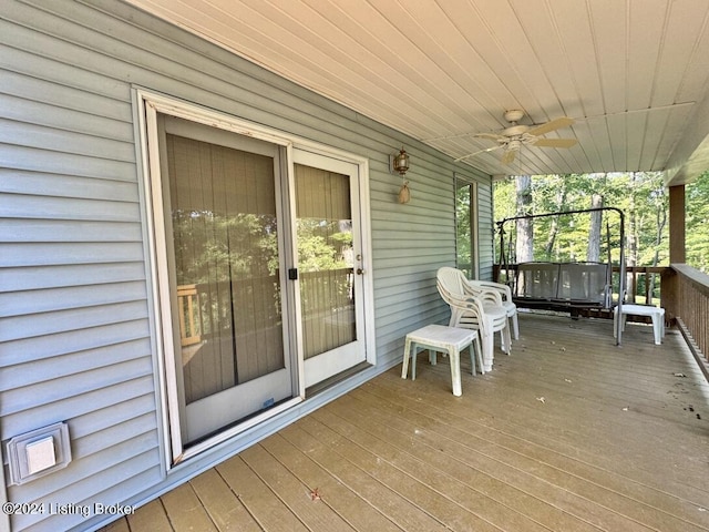 deck featuring a ceiling fan